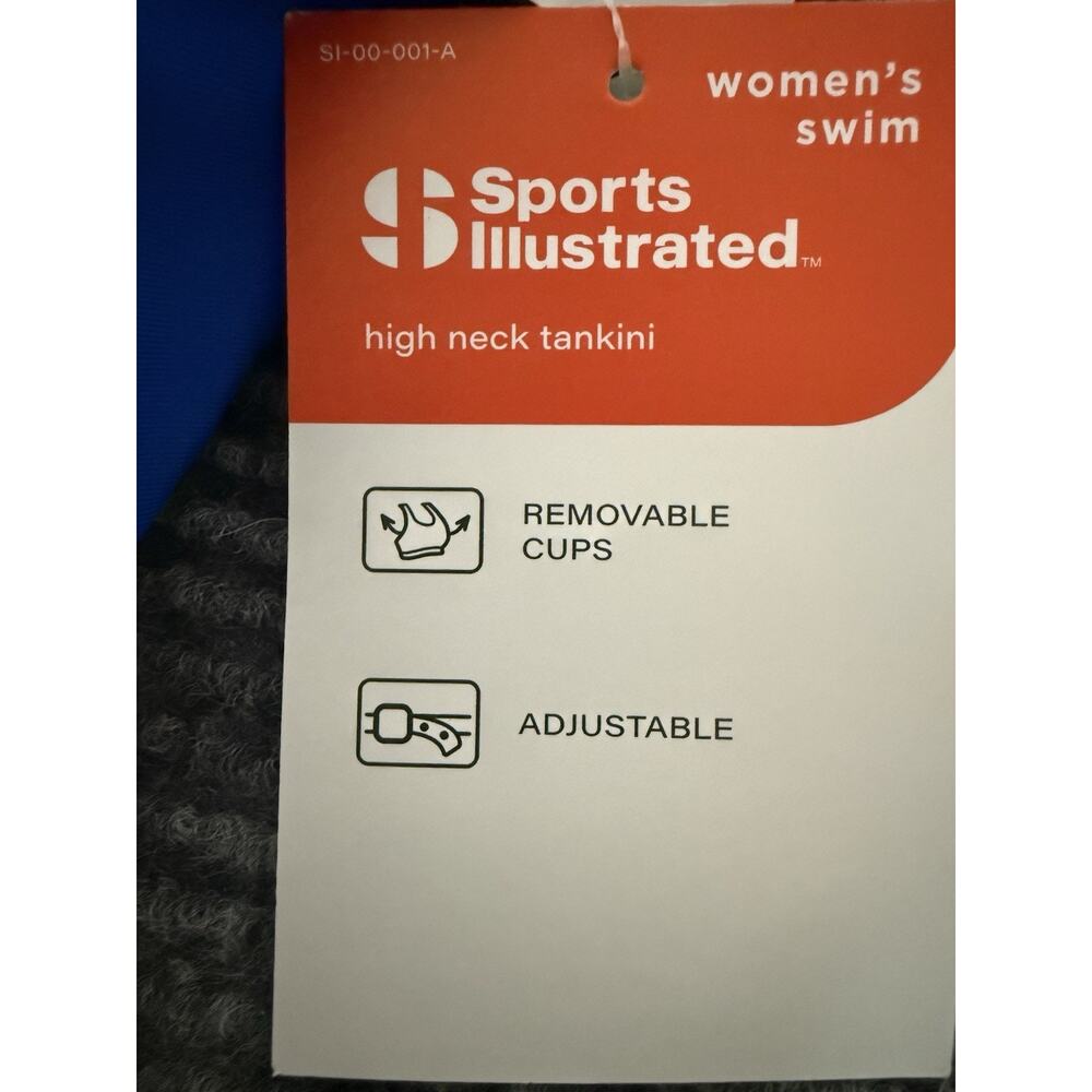 Sports Illustrated High Neck Tankini Top Royal Blue Removable Cups XL New - Picture 4 of 8